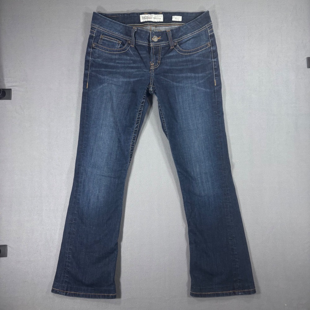 BKE Sabrina Bootcut Jeans Women 31L Dark Wash Excellent Low Rise Y2K BPL1601